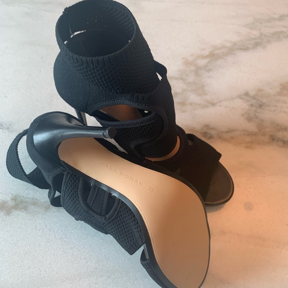 Zara black stretch heels size 8